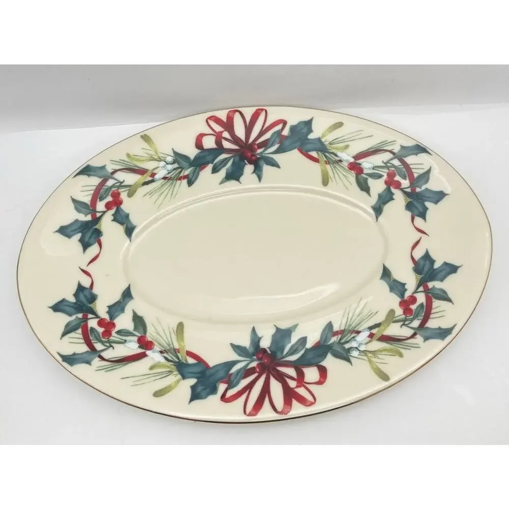 Lenox Winter Greeting Gravy Bowl & Under Plate Original Box